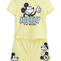 Pijama de bumbac cu imprimeu Mickey Mouse-BAIETI-IMBRACAMINTE/Pijamale si halate de baie