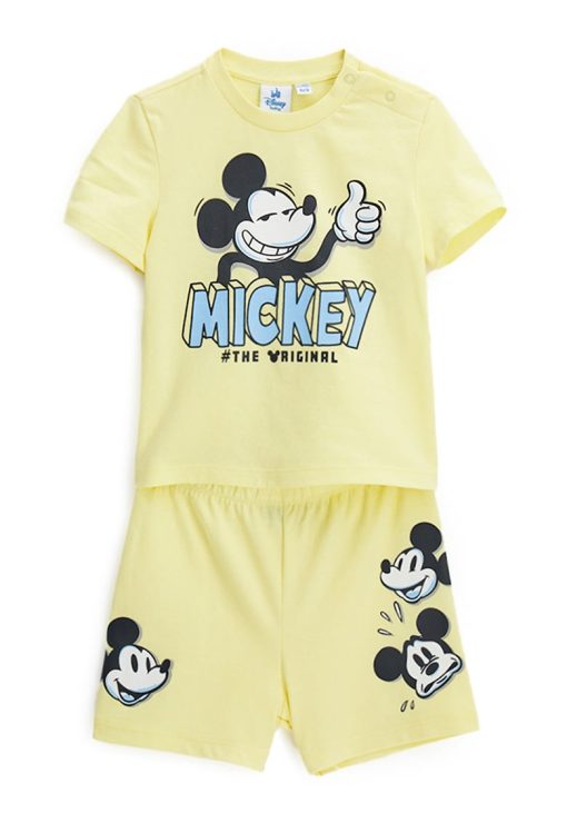 Pijama de bumbac cu imprimeu Mickey Mouse-BAIETI-IMBRACAMINTE/Pijamale si halate de baie