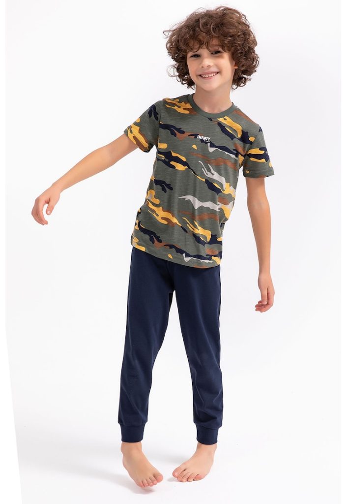 Pijama de bumbac cu model camuflaj-BAIETI-IMBRACAMINTE/Pijamale si halate de baie