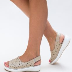 Platforme Lindone Bej-Casual-Pantofi casual