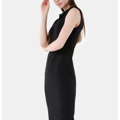 Rochie midi striata cu guler ascutit-FEMEI-IMBRACAMINTE/Rochii