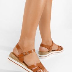 Sandale cu platforma Manila camel-Sandale cu platforma-Sandale cu platforma