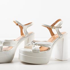 Sandale cu toc Finch Albe 5