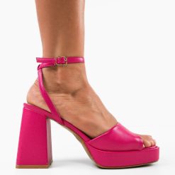 Sandale cu toc Flaviana Fuchsia-Sandale cu toc-Sandale cu toc