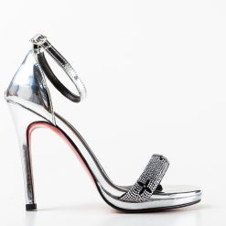 Sandale cu toc Komar Argintii 4