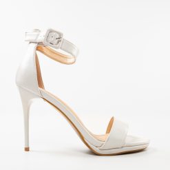 Sandale cu toc Ravan Albe 5