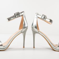 Sandale cu toc Ravan Argintii 7