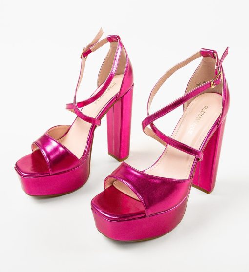 Sandale cu toc Stella Fuchsia-Sandale cu toc-Sandale cu toc