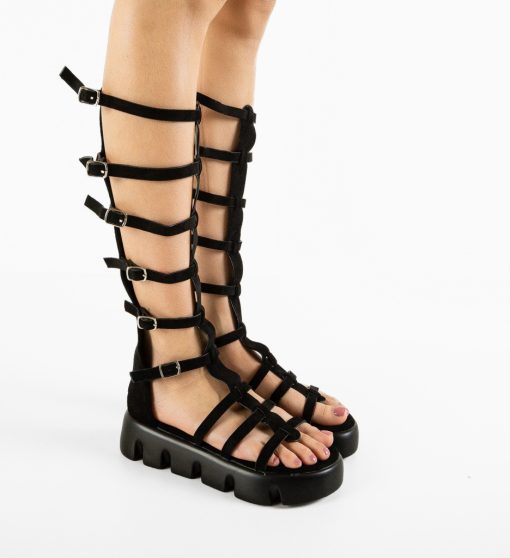 Sandale dama Gladiator Negre-Sandale-Sandale cu talpa joasa