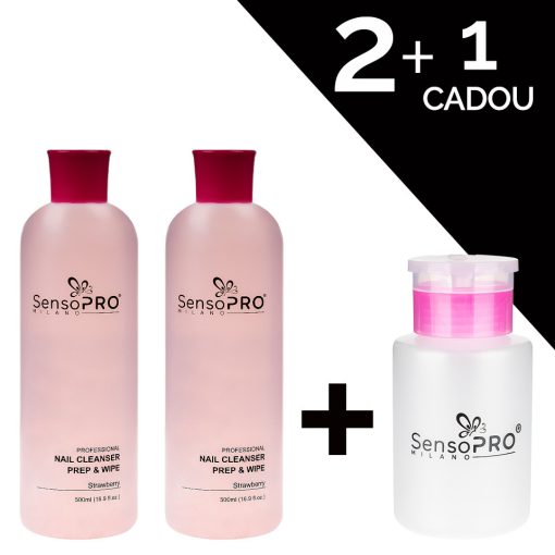 Set Cleanser Unghii Strawberry 1000ml + Cadou Dozator SensoPRO Milano-Accesorii Unghii > Cleanser / Dizolvant / Remover