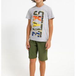 Set de pantaloni scurti si tricou cu imprimeu-BAIETI-IMBRACAMINTE/Seturi de imbracaminte