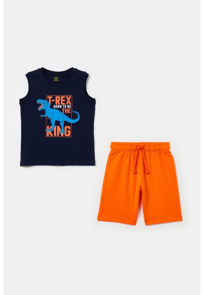 Set de top si pantaloni scurti cu imprimeu T-Rex - 2 piese-BAIETI-IMBRACAMINTE/Seturi de imbracaminte