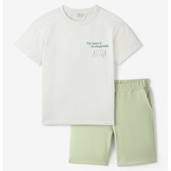 Set de tricou cu text si pantaloni scurti - 2 piese-BAIETI-IMBRACAMINTE/Seturi de imbracaminte