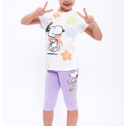 Set de tricou si colanti cu imprimeu Snoopy-FETE-IMBRACAMINTE/Seturi de imbracaminte