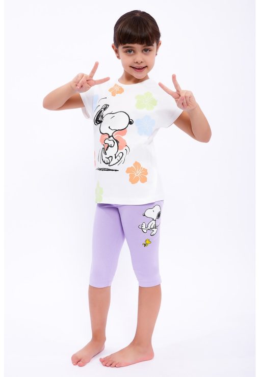 Set de tricou si colanti cu imprimeu Snoopy-FETE-IMBRACAMINTE/Seturi de imbracaminte