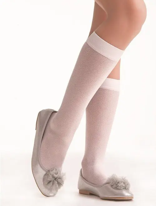 Sosete fete lycra imitatie plasa marunta lungi sub genunchi Knittex Aida 20 den-COPII
