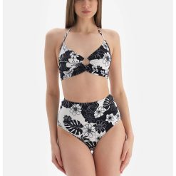 Sutien de baie cu model tropical si detaliu cu inel-FEMEI-IMBRACAMINTE/Costume de baie