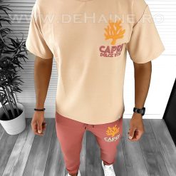 Trening barbati bej/roz pantaloni + tricou oversize B7962 112-4-Trening
