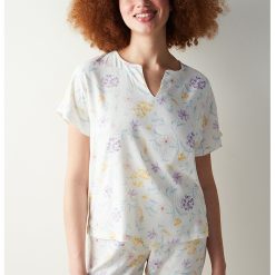 Tricou de pijama cu model floral-FEMEI-IMBRACAMINTE/Pijamale si halate de baie