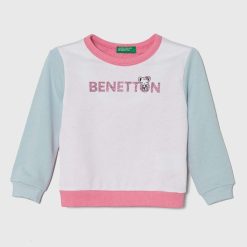 United Colors of Benetton hanorac de bumbac pentru copii culoarea roz