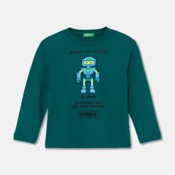 United Colors of Benetton longsleeve din bumbac culoarea verde