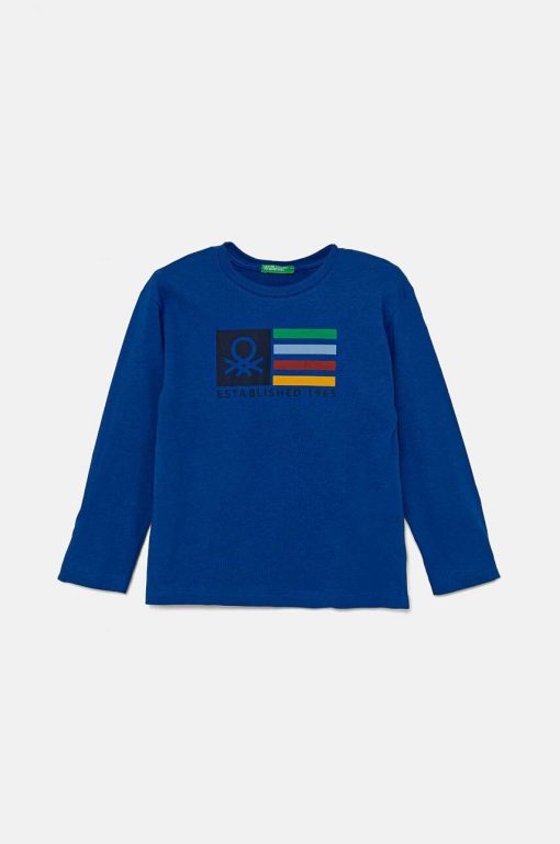 United Colors of Benetton longsleeve din bumbac pentru copii cu imprimeu