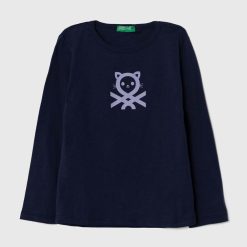 United Colors of Benetton longsleeve din bumbac pentru copii culoarea albastru marin-Îmbrăcăminte