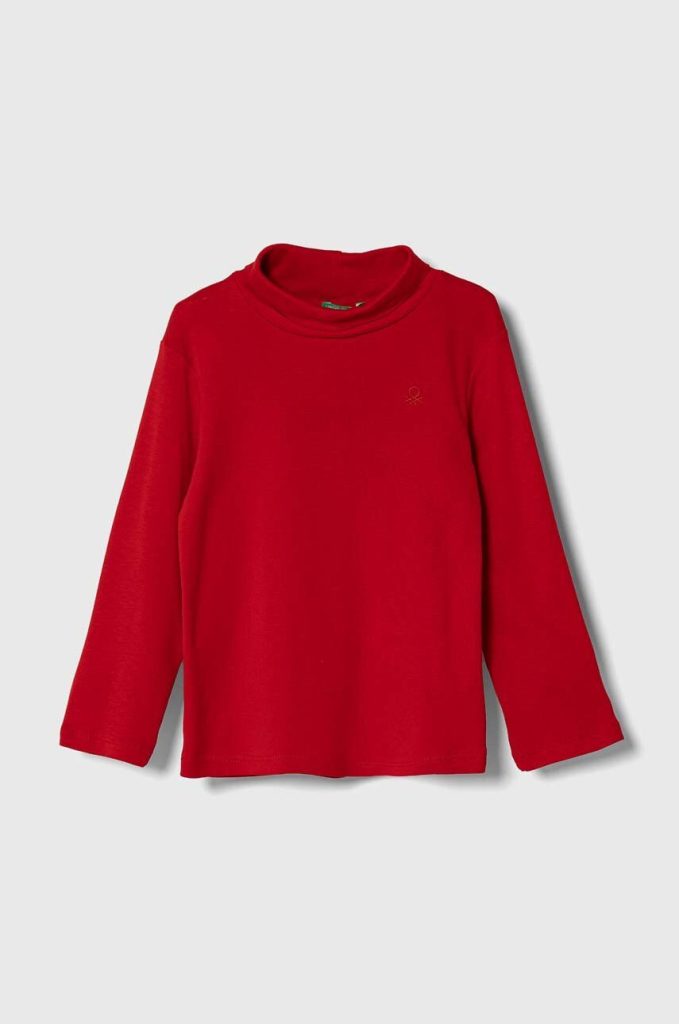 United Colors of Benetton longsleeve din bumbac pentru copii culoarea rosu