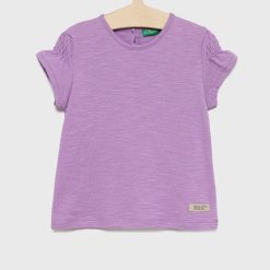 United Colors of Benetton tricou de bumbac pentru copii culoarea violet-Îmbrăcăminte