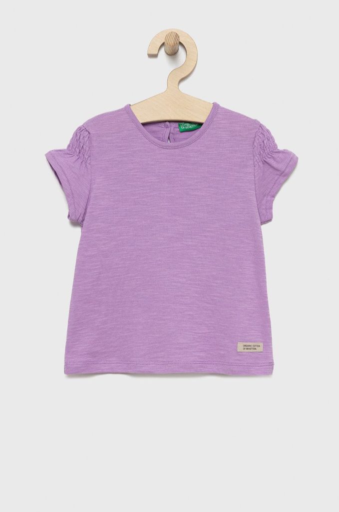 United Colors of Benetton tricou de bumbac pentru copii culoarea violet-Îmbrăcăminte