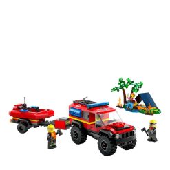 4x4 fire truck with rescue boat 60412-Jucarii-Jocuri de construit