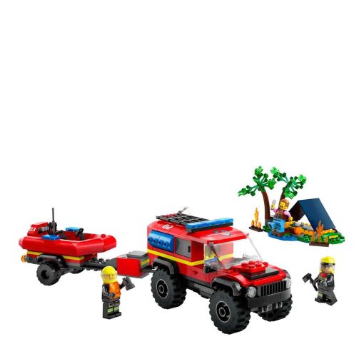 4x4 fire truck with rescue boat 60412-Jucarii-Jocuri de construit