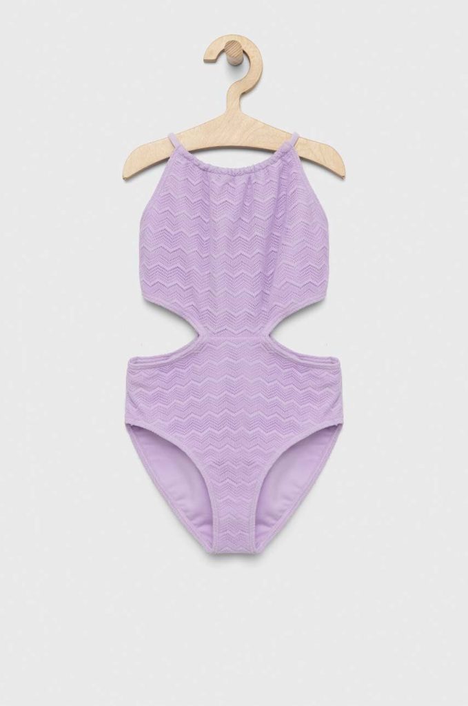 Abercrombie & Fitch costum de baie dintr-o bucată pentru copii culoarea violet-Îmbrăcăminte