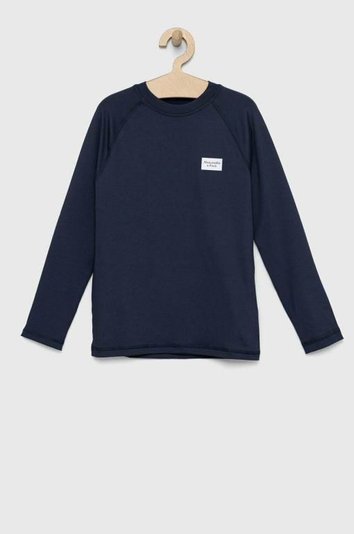 Abercrombie & Fitch longsleeve de baie pentru copii culoarea albastru marin-Îmbrăcăminte