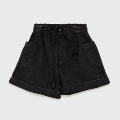 Birba&Trybeyond pantaloni scurti din denim pentru copii culoarea negru