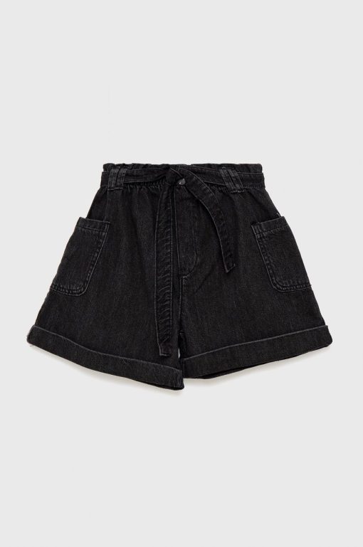 Birba&Trybeyond pantaloni scurti din denim pentru copii culoarea negru