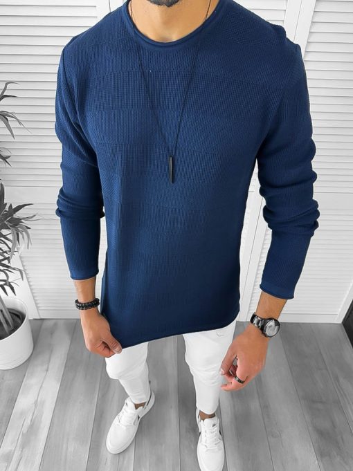 Bluza barbati bleumarin slim fit T3638-Bluze barbati