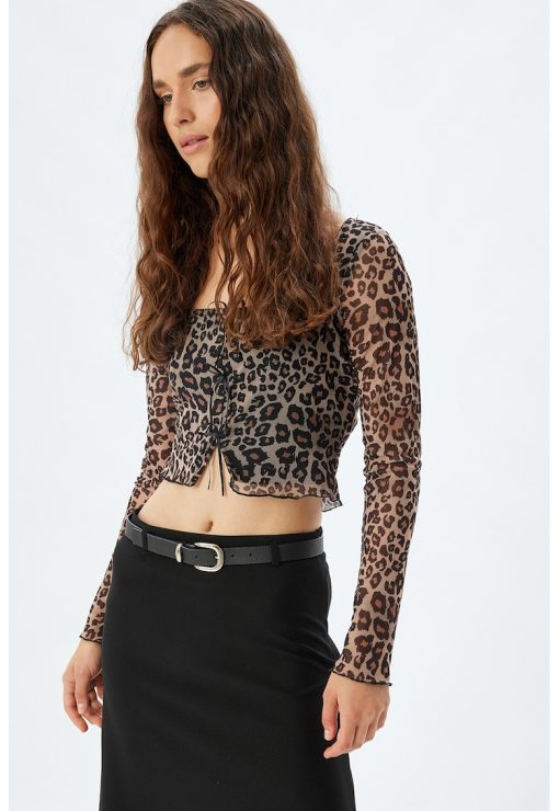 Bluza crop cu animal print-FEMEI-IMBRACAMINTE/Bluze