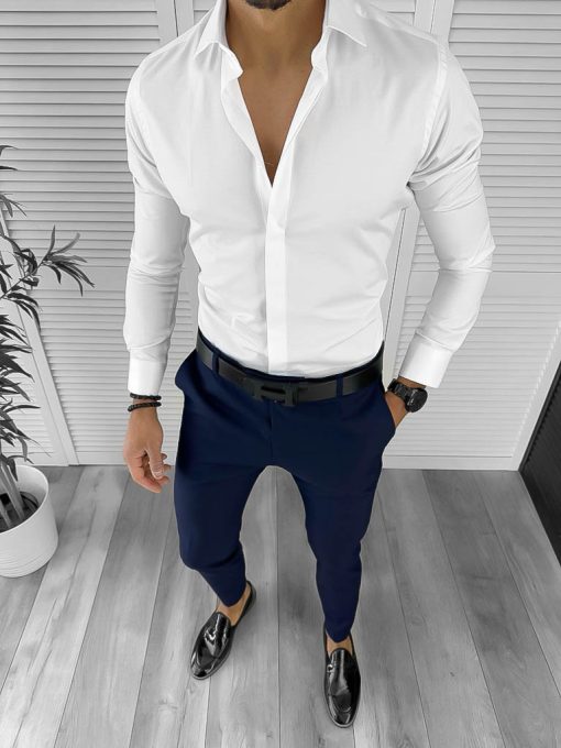 Camasa barbati alba slim fit 12657-Camasi barbati