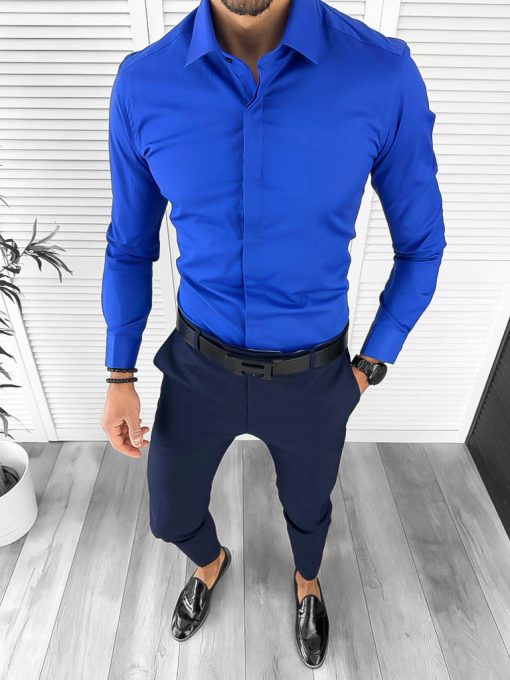 Camasa barbati albastra slim fit 13004-Camasi barbati