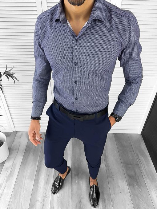 Camasa barbati eleganta cu imprimeu slim fit 13007 W2-3.4.5-Camasi barbati