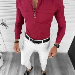 Camasa barbati grena slim fit 13000 W19-1 1.2.3-Camasi barbati