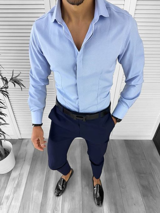 Camasa barbati slim fit albastra 12657-Camasi barbati