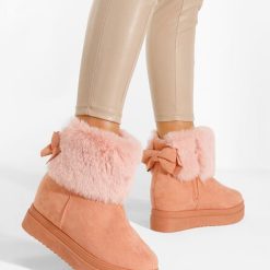 Cizme tip ugg roz Michi-Cizme de zapada dama-Cizme cu platforma