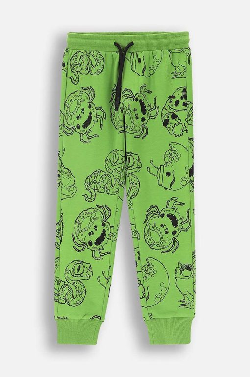 Coccodrillo pantaloni de trening din bumbac pentru copii culoarea verde