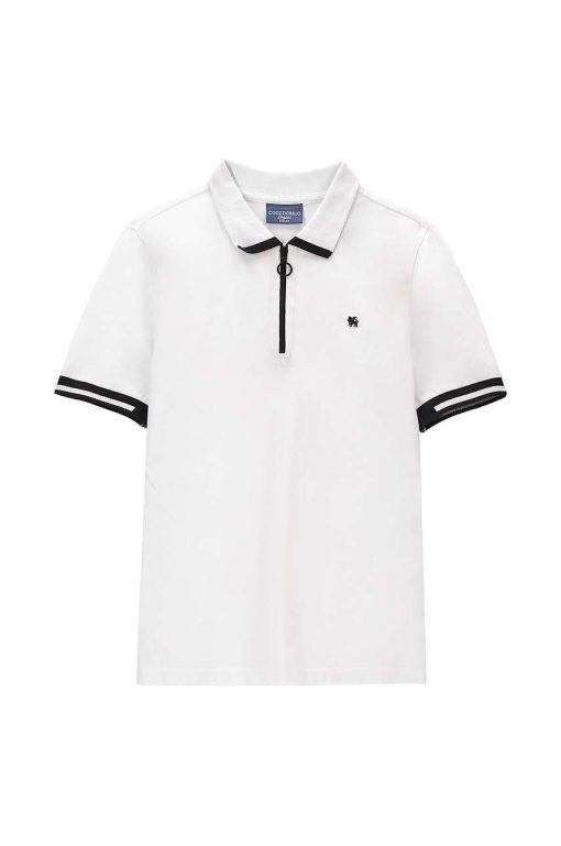 Coccodrillo tricou polo copii culoarea alb-Îmbrăcăminte