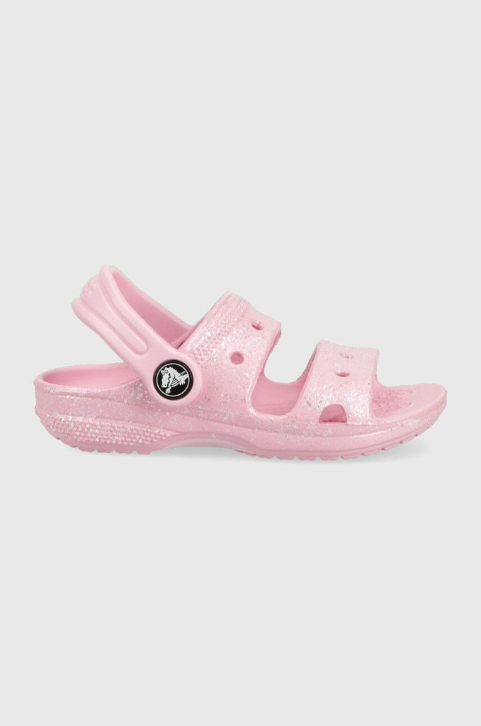 Crocs slapi copii CROCS CLASSIC GLITTER SANDAL culoarea roz-Încălțăminte