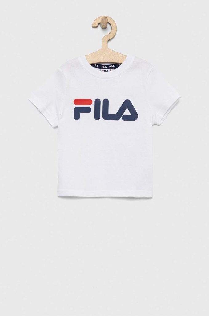 Fila tricou de bumbac pentru copii culoarea alb