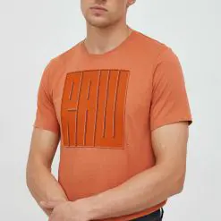 G-Star Raw tricou din bumbac culoarea portocaliu