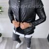 Geaca barbati neagra piele ecologica B7183 Z31-Geci barbati > Geci de piele barbati
